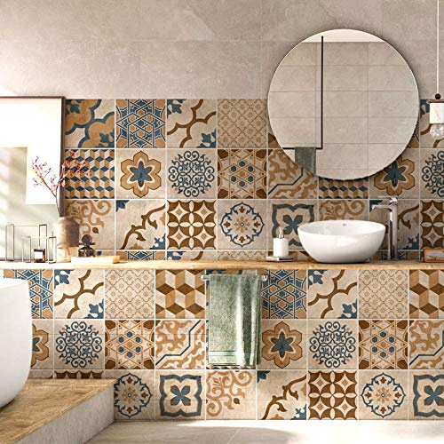 RE-COVERTILES Fliesenaufkleber für Küche und Bad 24 Stück 10x10 cm PS00204 | PVC Material, Wasserfest, Kratzfest, Wanddekoration, Selbstklebend, Made in Italy