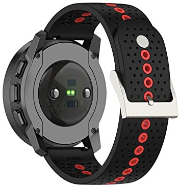 SeaFicco 22mm klockarmband Kompatibel med Suunto 9 Peak Pro/Suunto 9 Peak/Suunto 5 Peak Sportarmband, Universal 22mm Silikonklockarmband Fitnessarmband Ersättning (Svart/Röd)