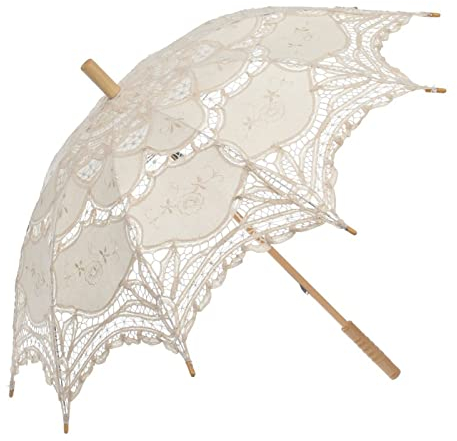 LiFBeauTiFuL 1pcs weiße Elfenbein Spitze Hochzeit Brautschirm (Color : Ivory)