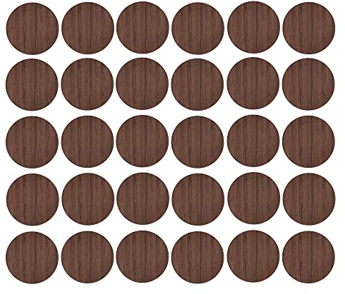 cyclingcolors 30x Selbstklebend 20mm Schutzkappen für Möbel Schrank Regal Bohrloch Abdeckung zum kleben Möbelpflaster Braun, Eiche, mit Reliefrippen