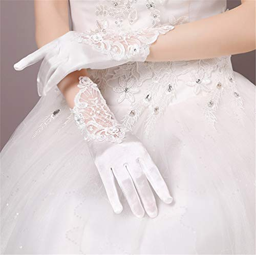 SePkus Brauthandschuhe, Florale Spitzenhandschuhe, Spitze, Braut, Hochzeit, Party, Hochzeit, Kurze Handschuhe, Handgelenkshandschuh für Hochzeit (weiß)