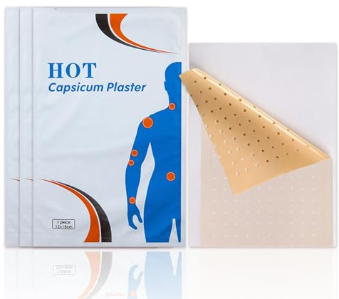 50 pcs Capsaicin Patches, Hot Capsicum Patch, 7.09 * 4.72 Natural Heat Patches Plaster, Long-Lasting Warming Relief for Knee, Neck, Should