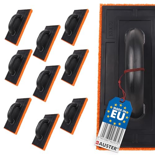 BAUSTER® 10x Glättkelle mit Gummischwamm Reibebrett Kunststoff 270 x 130 mm Schwammgummi Belag 20 mm PU-Reibebrett für Maurer und Fliesenleger Kartätsche Putzbrett Glättscheibe Made in EU