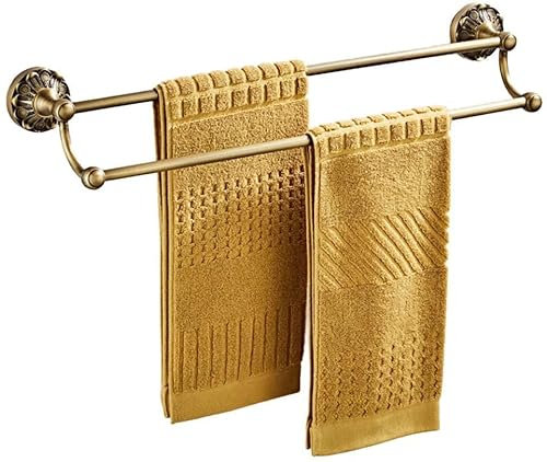 CRBUDY Handtuchhalter Retro Turmaufhänger, Badezimmerhandtuch Aufhängen Metall Kupfer Material Doppelstange Handtuchstange Hardware Dekoration Zubehör Handtuchhalter Handtuchständer/Messing