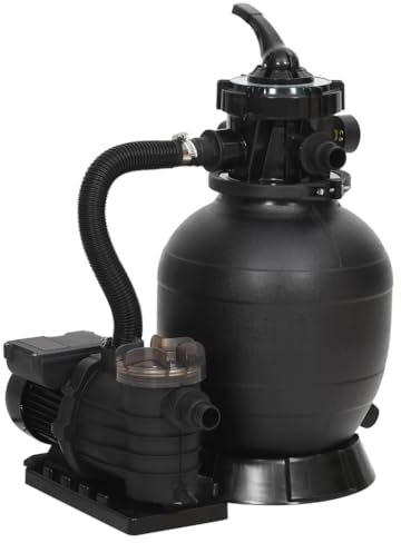 LAPOOH Pool-Sandfilter mit 6-Wege-Ventil, Sandfilteranlage Pool, Poolpumpe, Poolfilter, Sandfilter, Sandfilterpumpe Für Pool, Pool Filtersand, Schwarz