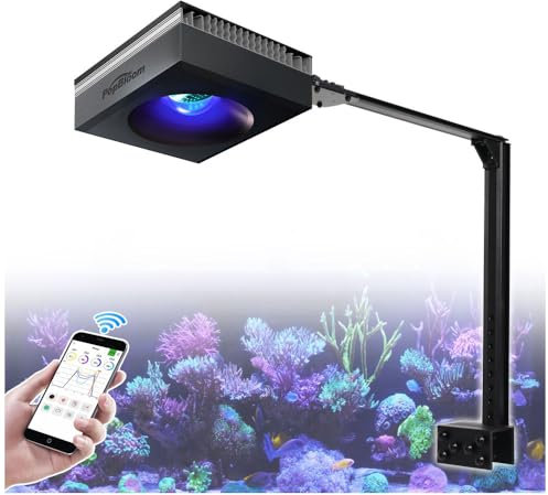PopBloom RL90 WiFi Volles Spektrum Meerwasser Led Aquarium Beleuchtung, App Kontrolle Programm Salzwasser Riff Aquarium Beleuchtung für Korallenriff SPS/LPS 60cm (1 Lampe mit Arm-Bausatz)