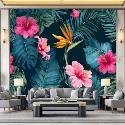 Fotomurales Papel pintado Planta de la selva tropical Papel pintado tejido no tejido Decoración de Pared decorativos Murales Moderna 300 x 210 cm Fotomurales