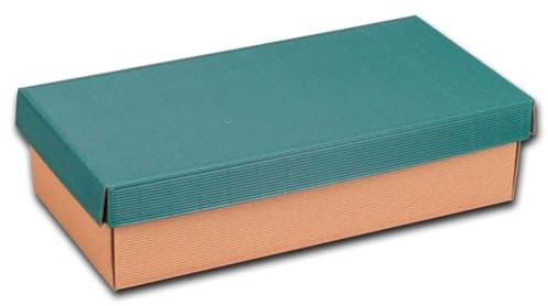 2er Geschenkkarton mit Stülpdeckel, 36 x 18 x 9 cm, Tannengrün/Natur, 25 Stück