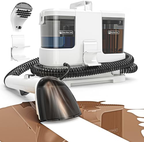 Lubluelu Nasssauger Polsterreiniger Gerät 600W 18kPa, kompakter Teppichreiniger & Fleckenreiniger mit starker Saugleistung für Sofa, Teppich & Auto, tragbar und leicht