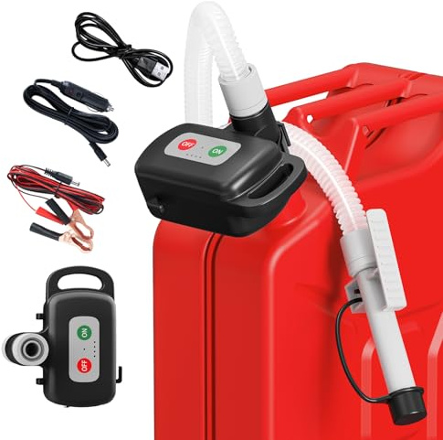 Portable Fuel Transfer Pump with Auto Stop Sensor, 12 L/min Electric Diesel Pump with 2000mAh Lthium Battery & Cable, Rechargeable Oil Pump for Canisters, Fuel Tanks, Lawn Mowers, ATV, Boats, Camping