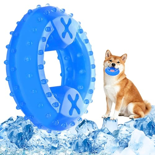 Giocattoli da Masticare per Dentizione per Cuccioli Gioco Rinfrescante per Cani Giocattolo Congelabile L'Estate A Forma di Ciambella giocattoli Interattivi Per cani di Taglia Piccola e Media