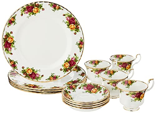 Royal Albert Royal Doulton- Old Country Roses 12-Piece Set, Service for 4, Gold, 15210280