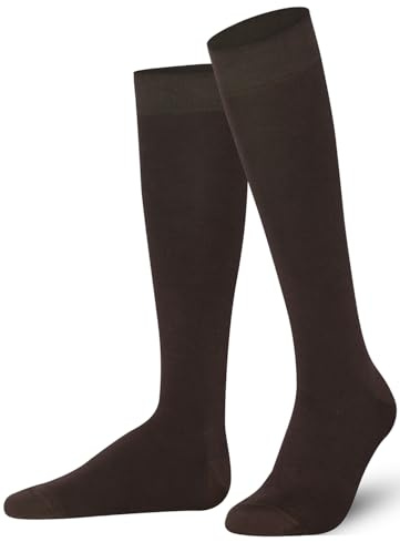 Mysocks Unisex knästrumpor långa strumpor, tillverkade av extra finkammad bomull | sömlös tå | mjukt latexband, BRUN, 37-41 EU