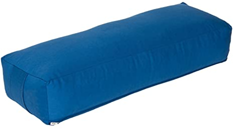 Yogabox Yoga Bolster Rechteckig, Waschbarer Bezug aus 100% Baumwolle, Yogarolle eckig mit Buchweizenschalen - Füllung, Yogakissen groß für Restoratives Yoga, Maße: ca. 60 x 20 x 14 cm, blau
