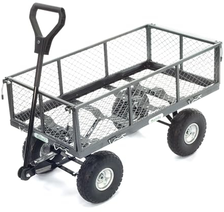 The Handy Garden Trolley THGT Steel Garden Cart 200kg Capacity with Puncture Proof Wheels and Fold Down Sides - 2 Year Guarantee
