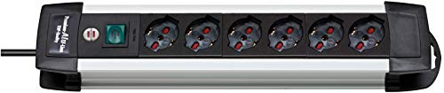 Brennenstuhl Ciabatta Multipresa 3 metri Brennenstuhl Premium-Alu-Line | Ciabatta Elettrica con Interruttore e 6 Prese IT (10/16A) | Cavo 3 Metri H05VV-F 3G1,5 | Multipresa Robusta e Stabile | 6 Prese