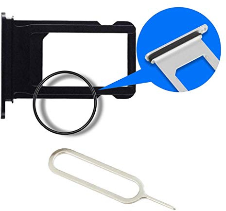 MMOBIEL Tiroir Carte SIM de Rechange Compatible avec iPhone 7 2016 - Inclus Joint en Caoutchouc et l'Épingle - Support Carte - Noir