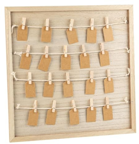 Gästebuch Alternative Hochzeit Holzrahmen 40x40 cm – Foto-Leine mit 70 Kärtchen & Holzklammern Wedding Guest Book Alternative Gästebuch Rahmen für Hochzeit,Geburtstag Taufe, Kommunion Konfirmation JGA