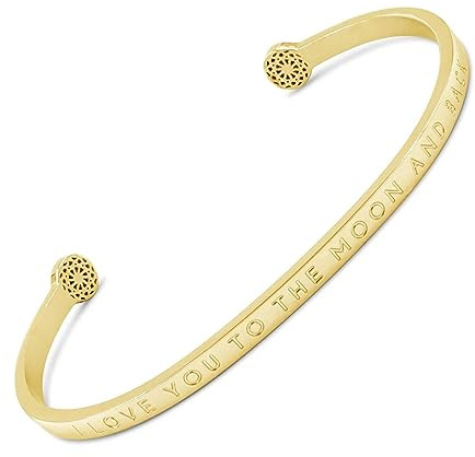 SIMPLE PLEDGE | I love you to the moon and back Armreif | Armband Damen mit Gravur in Silber, Gold, Roségold | Perfekt als Schmuck Geschenk | Blindgravur
