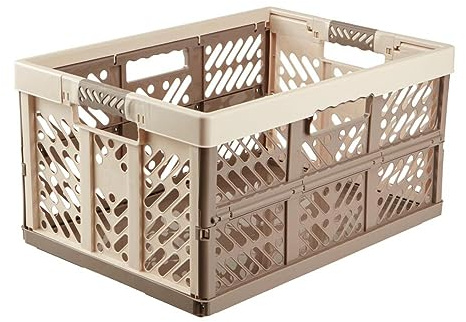 keeeper Set de 4 Robustas Cajas Plegables con Mangos Suaves, 54 x 37 x 28 cm, 45 l, Ben, Crema/Marrón