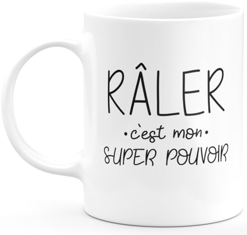 quotedazur Café-Croissant - Mug Personnalisé Humour Râler C'Est Mon Super Pouvoir - Cadeau Noël Original Drôle Tasse Femme Râleuse - Blanc/Céramique