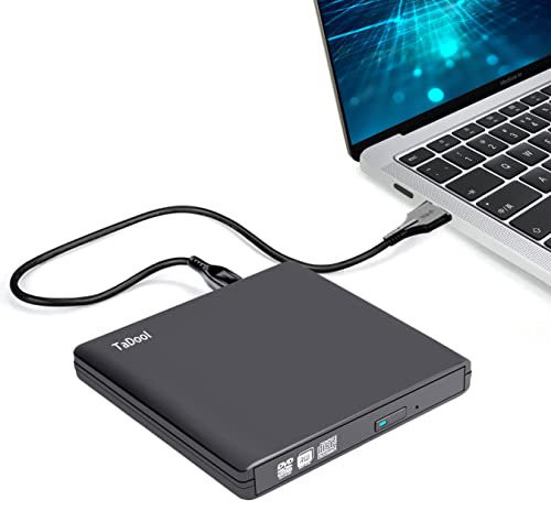 Yoyoco Lecteur DVD externe USB 2.0 pour ordinateur portable, ordinateur, CD ROM de bureau, compatible avec Windows 10, 8, 7, Mac OS 10.3 (noir)