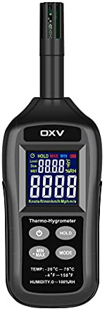 OXV Thermo-Hygrometer Digital Temperature Humidity Meter, Professional Psychrometer with Dew Point and Wet Bulb Temperature Reader,Min/Max Value,Data Hold,Color LCD Display