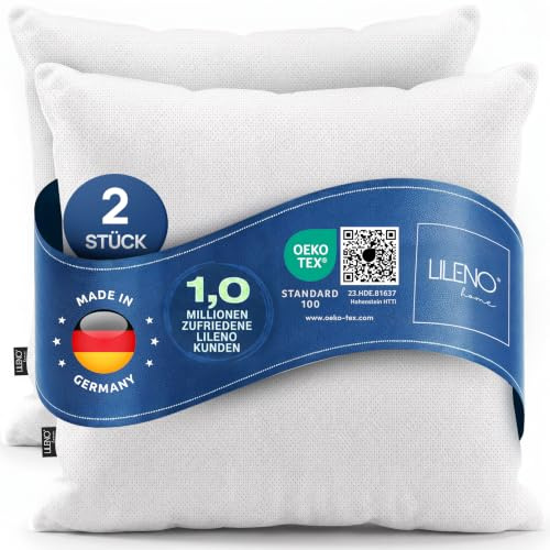 LILENO HOME Kissenfüllung 80x80 (2er Set) | Pralle Füllung für Couchkissen | & Dekokissen 80x80 | Wolkenweiches Sofa Pillow & Schlafkissen Made in Germany | Kissen Set mit Oeko-Tex Klasse 1