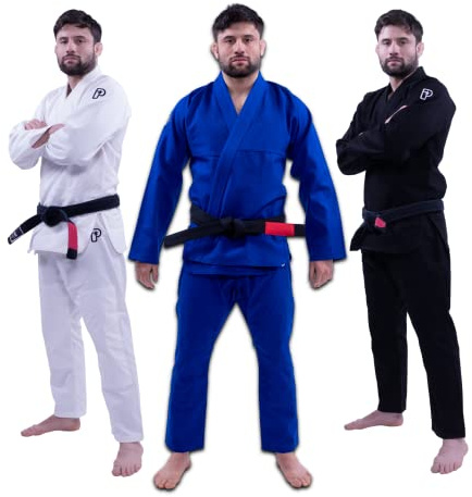 Progress Jiu Jitsu Academy Gi | Lätt BJJ Gi med gratis vitt bälte | BJJ Kimono för män och kvinnor | Hållbar Jiu Jitsu Gi, BLÅ, A1