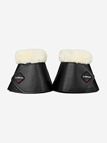 LeMieux Fleece WrapRound Overreach Horse Boots - Protective Gear and Training Equipment - Equine Boots, Wraps & Accessories (Black Natural - Medium)