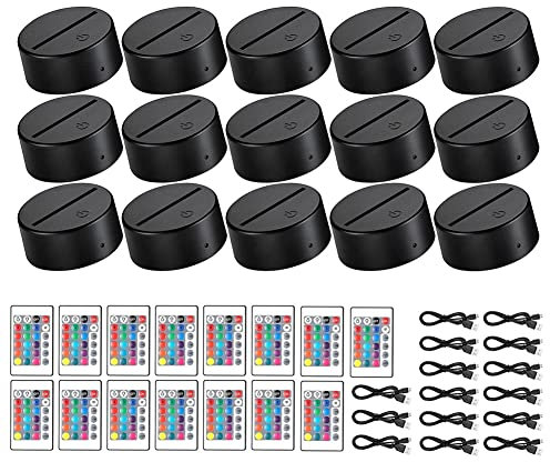 15 Juegos Base de LáMpara de Luz LED 3D Base de Pantalla de Luz LED de 16 Colores Control Remoto Base de Luz USB para AcríLico
