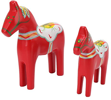 Schwedisches Vintage Dalapferd aus Holz, 1 Paar Dalecarlian-Pferd-Statue aus Holz, Passend für Weihnachtsschmuck-Dekoration