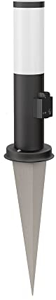 ledscom.de Pollerleuchte PORU mit Erdspieß für außen, schwarz, rund, 38,5cm, Steckdose, inkl. Smart Home RGBW E27 LED Lampe, 892lm