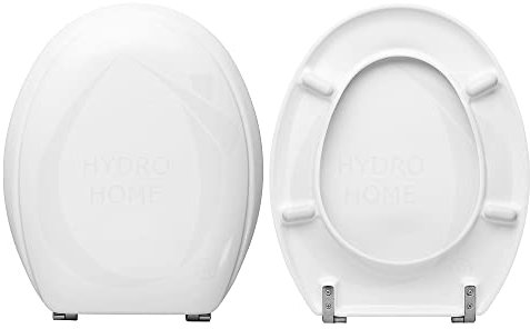 HYDRO HOME - Tavoletta WC Copriwater Ovale HH019 Compatibile con Vari Modelli con le Stesse Misure, Coperchio Water Sedile WC a Fissaggio dal Basso con Cerniere Regolabili, Coperchio WC