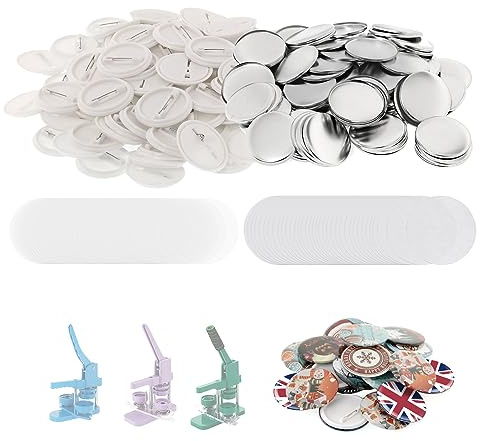 Dyna-Living 200 Stück Buttonrohlinge Buttons Selber Machen, Kunststoffboden-Federnadel