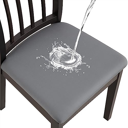 YISUN Universal Stretch Sitzkissen Bezug Wasserdicht Stretch Stuhlhussen, Keine Rückenlehne Esszimmerstuhl Stuhlbezug Abnehmbar Waschbar für Büro Wohnzimmer Schlafzimmer Küche (6, Anthrazitgrau)