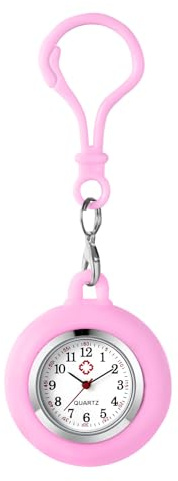 JewelryWe Karabineruhr Silikon Taschenuhr mit Karabiner: Damen Analog Quarz Karabiner Uhr mit abnehmbarem Silikon Hülle Frauen FOB Clip auf Uhr für Ärzte Krankenschwestern