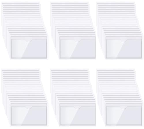 120 Stück Visitenkartentaschen Selbstklebend Transparent mit Daumenausstanzung oben, Selbstklebende Etikettenbeutel, Transparenter Kreditkartenhalter, Etiketten Kartenhalter(Size:(A5)22.5 * 15.5CM)