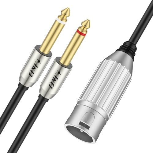 J&D Dual-Kabel von 1/4 auf XLR-Stecker, XLR Y-Splitterkabel mit doppeltem 6,35-mm-Mono-TS, vergoldete Anschlüsse, Audio-Adapter für Stereo-Mikrofon, 1 Meter