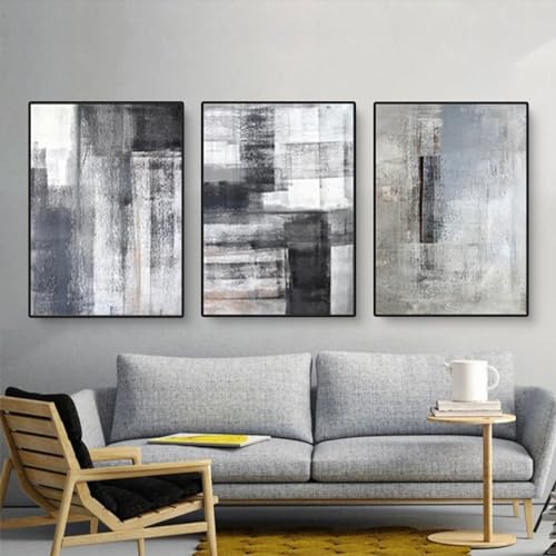 Herfair 3er Poster Set, Abstrakt Bilder Set Kunst Schwarz und Weiß Leinwandbilder Wandbilder Modern Bilder Aesthetic Wanddeko Ohne Rahmen Wohnzimmer Deko Schlafzimmer (40x50cm)