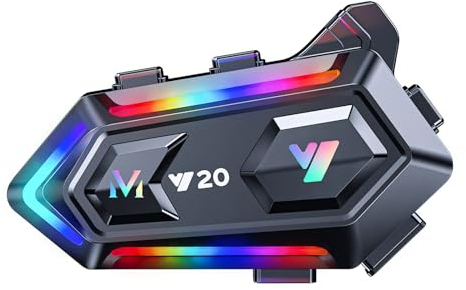 OBEST Motorrad Bluetooth Headset, Helm-Headset mit RGB-Beleuchtung, kabellose Freisprecheinrichtung, Bluetooth 5.3, für Motorrad, Dual-Noise Cancellation Subwoofer, IPX6, 1000 mAh