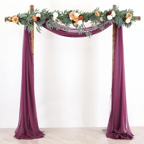 BOYOUTH Voile-Vorhang, Querbehang, lang, durchsichtig, Chiffon-Stoff, Hintergrundvorhänge, Schals für Hochzeit, Bogen, Party, Outdoor-Dekoration, 76,2 x 100,2 cm, 1 Vorhang