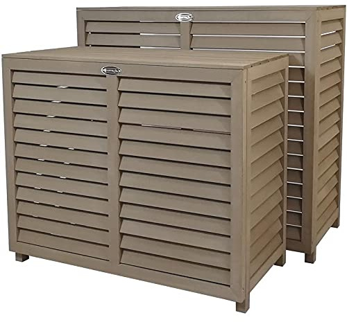 COFFRE CLIM - Cache Clim Extérieur 100% PVC Effet Bois Garanti PELICAN - Caisson Climatisation Imputrescible, Montage Facile (1min) - Conception Française - Couleur Brun - Taille S
