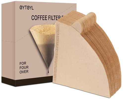 100PCS Disposable Coffee Filters 2 Cone Paper, Natural Coffee Filter, Coffee Dripper and Coffee Maker, 2-4 Cups, Natural, Brow (12cm x 11.5cm -V02)