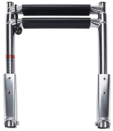 Scaletta telescopica a 2 gradini in Acciaio Inox sotto la Piattaforma, Scala allungabile con pedana in plastica Nera, capacità di 300 libbre, per Barche Marine, Yacht, Camper, Camper, 2 Grad