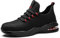 SPIEZ Zapatos de Seguridad para Hombre Mujere Zapatillas Seguridad Légère Transpirables Zapatos De Trabajo Hombre con Suela de Aire Zapatillas Trabajo Negros/Rojos EU 46