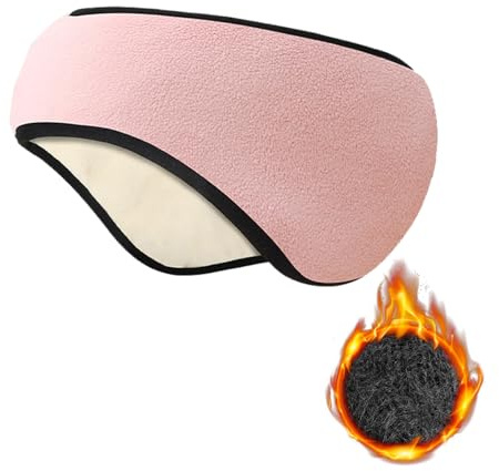 Minicoco Ear Muffs Fleece Ear Warmer Headband Winter Warm Ear Muffs for Wind Winter Earmuffs Cycling Headband Ear Warmer for Skiing Running (Pink)