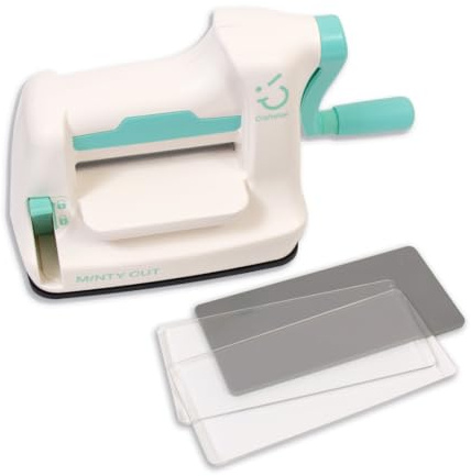 Craftelier - Mini-Stanzmaschine Minty Cut speziell für Scrapbooking und Bastelarbeiten | Größe der Platten 16,5 x 7,5 cm | Werkzeuggröße 20,5 x 9 x 12 cm