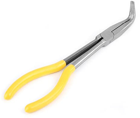 270mm Long Pliers, 45/90 Degree Bent Nose and Round Nose, for Vehicle Repairing with Ergonomic Handle for Comfortable Grip (Extended by 90°)