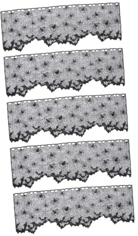 STOBAZA Gardine Halloween 5st Spinnennetz-fenstervorhang Halloween-krähe- Folienvorhang Halloween-vorhänge Aus Schwarzer Spitze Halloween-schabracken Für Fenster Fledermäuse Fenstervorhang Tür Black